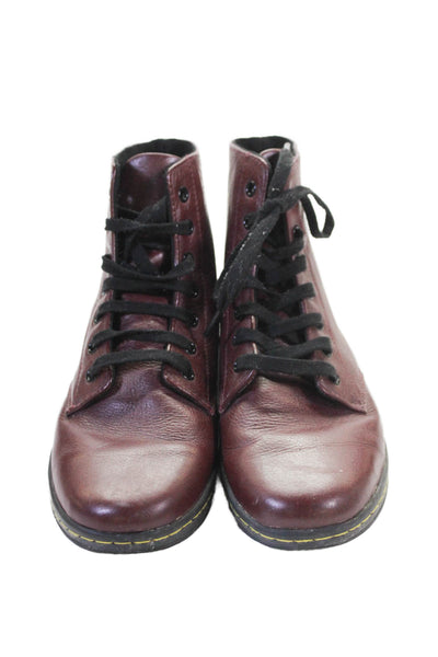 Dr. Martens Womens Leather High Top Sneakers Burgundy Size 10