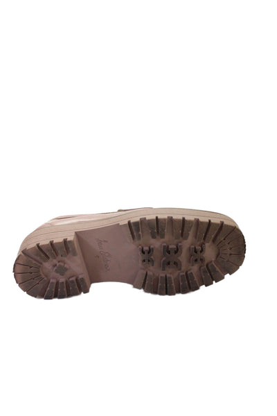 Sam Edelman Womens Leather Slip On Loafers Beige Size 7