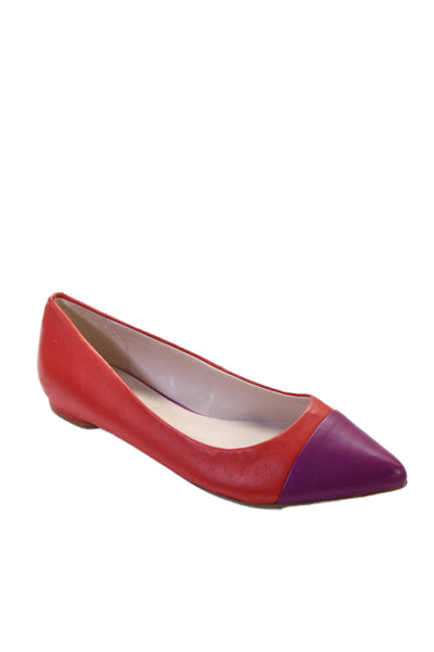 Tahari Womens Two-Toned Pointed Toe Flats Red Size 7.5M