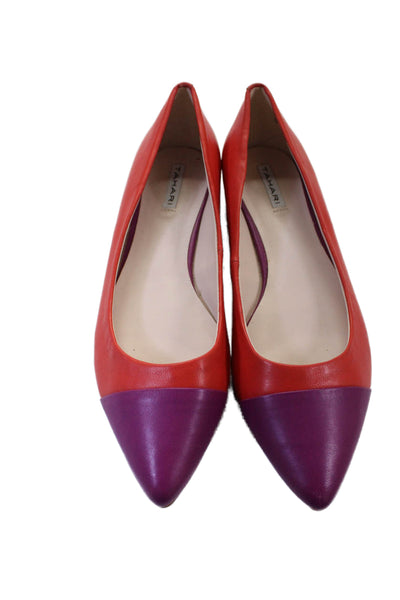 Tahari Womens Two-Toned Pointed Toe Flats Red Size 7.5M