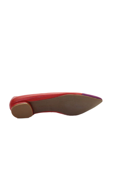 Tahari Womens Two-Toned Pointed Toe Flats Red Size 7.5M