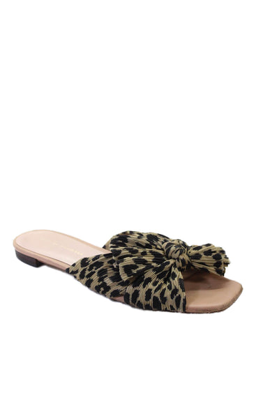 Loeffler Randall Womens Animal Print Twist Knot Sandals Beige Black Size 8.5 B
