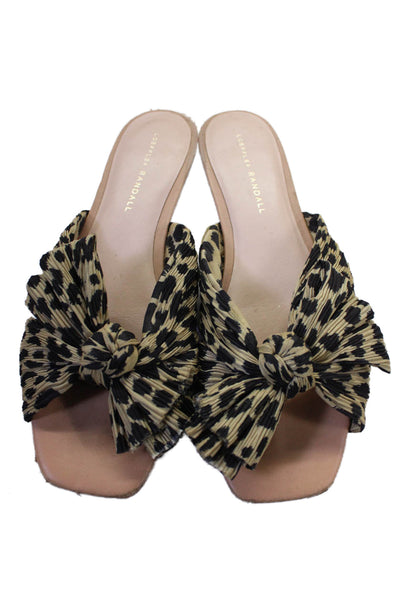 Loeffler Randall Womens Animal Print Twist Knot Sandals Beige Black Size 8.5 B