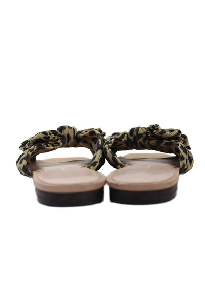 Loeffler Randall Womens Animal Print Twist Knot Sandals Beige Black Size 8.5 B