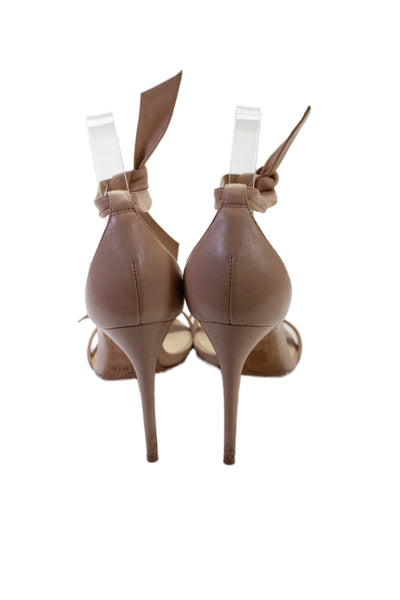 Alexandre Birman Womens Leather Ankle Strap Sandal Heels Beige Size 38.5 8.5