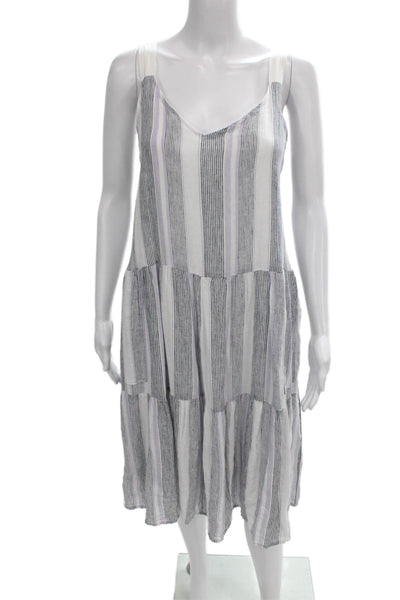 Splendid Women Multicolor Linen V-Neck Sleeveless Sundress Knee Length Size L