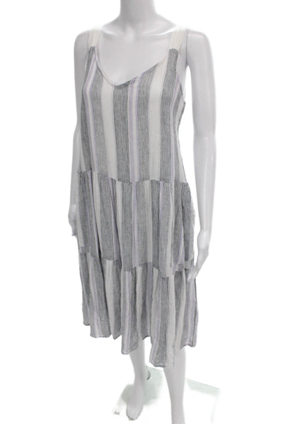 Splendid Women Multicolor Linen V-Neck Sleeveless Sundress Knee Length Size L