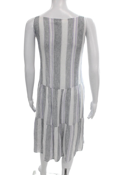 Splendid Women Multicolor Linen V-Neck Sleeveless Sundress Knee Length Size L