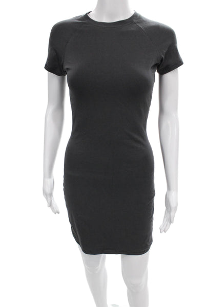 Skims Women Bodycon Dress Gray Short Sleeve Crew Neck Size S