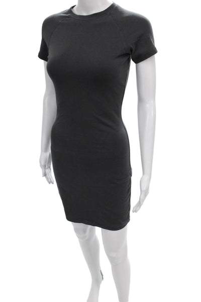 Skims Women Bodycon Dress Gray Short Sleeve Crew Neck Size S
