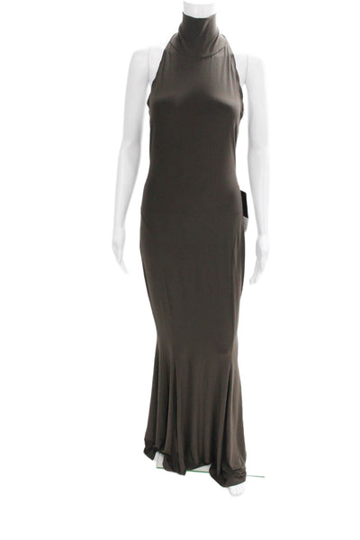 Norma Kamali Womens Brown Halter Maxi Dress Sleeveless Size S