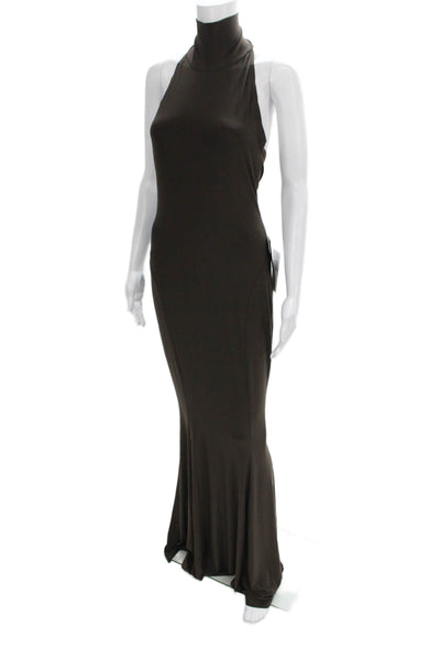 Norma Kamali Womens Brown Halter Maxi Dress Sleeveless Size S