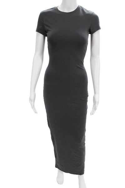 Skims Womens Bodycon Dress Gray Crew Neck Short Sleeve Cotton Size S