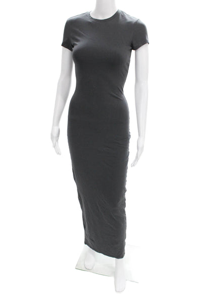 Skims Womens Bodycon Dress Gray Crew Neck Short Sleeve Cotton Size S