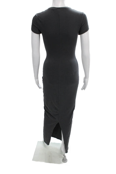 Skims Womens Bodycon Dress Gray Crew Neck Short Sleeve Cotton Size S