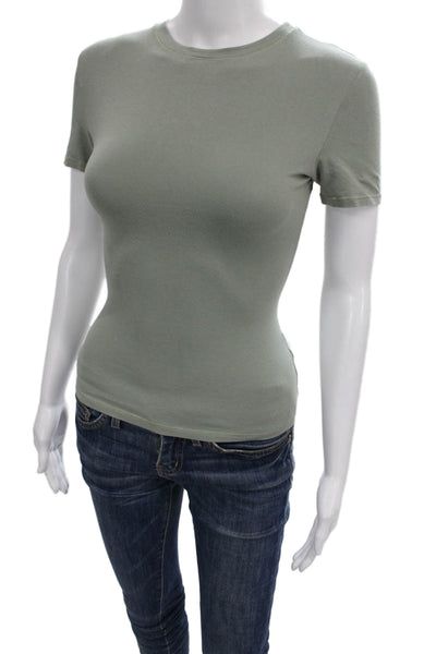 Skims Women Basic Green T-Shirt Crew Neck Short Sleeve Size XS