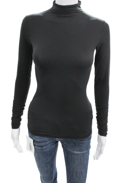 Skims Womens Turtleneck Long Sleeve T-Shirt Black Size S