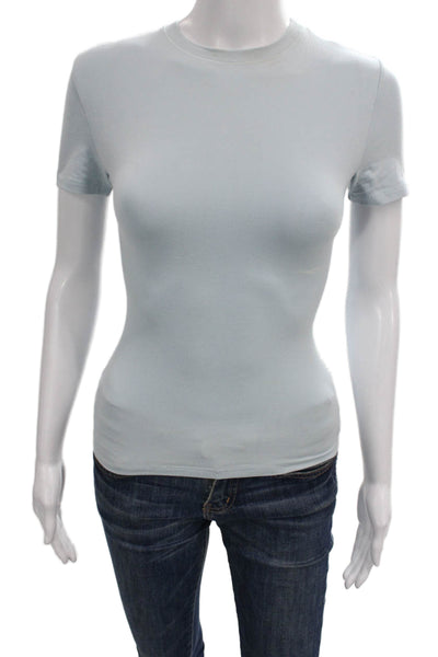 Skims Womens Basic Short Sleeve T Shirt Blue Crew Neck 90% Cotton Size XS