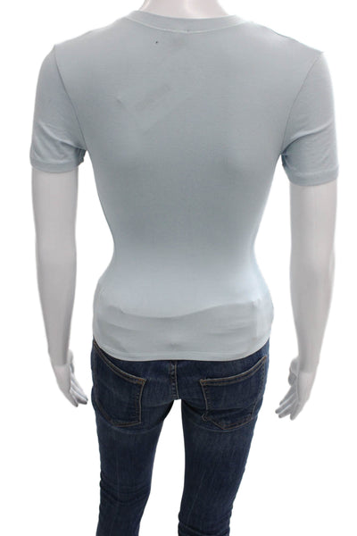 Skims Womens Basic Short Sleeve T Shirt Blue Crew Neck 90% Cotton Size XS