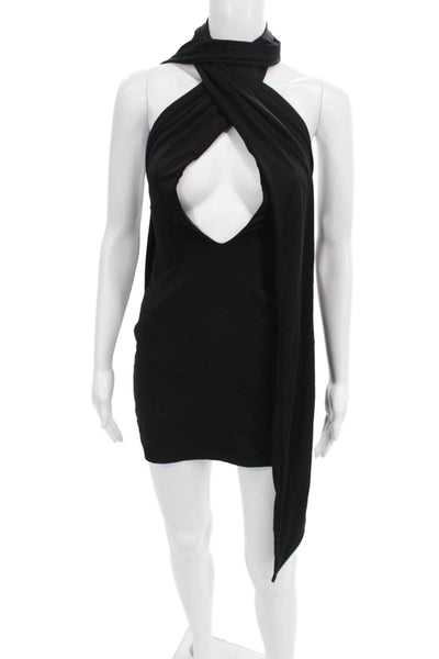Guizio Womens Halter Sleeveless Bodycon Dress Black Size S