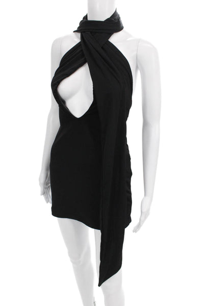 Guizio Womens Halter Sleeveless Bodycon Dress Black Size S