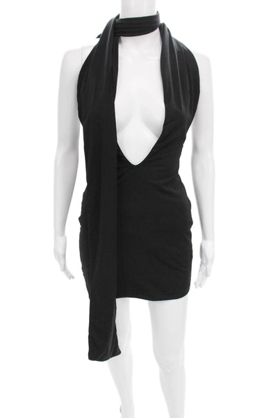 Guizio Womens Halter Sleeveless Bodycon Dress Black Size S