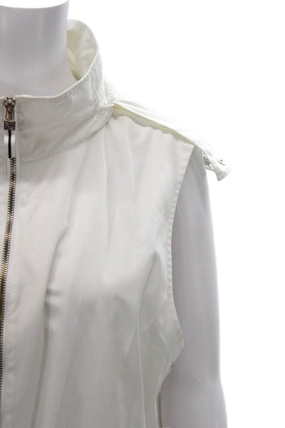 Lauren Ralph Lauren Womens Windbreaker Vest White Zip Sleeveless Size L