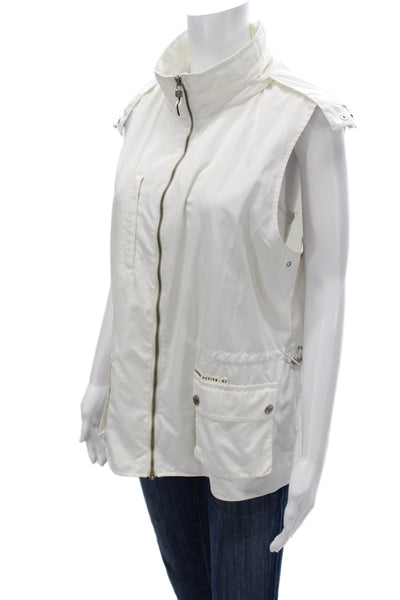 Lauren Ralph Lauren Womens Windbreaker Vest White Zip Sleeveless Size L