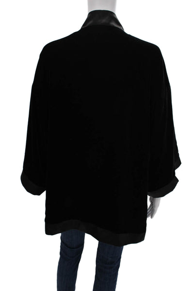 Max Studio Womens Kimono Jacket Black 3/4 Sleeve Polyester Size L