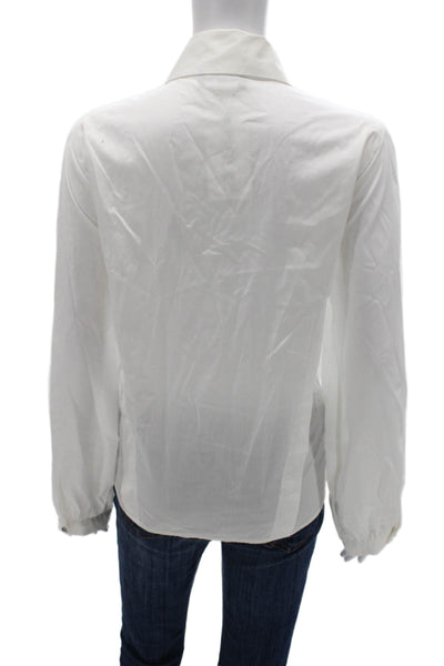 Karl Lagerfeld Women White Cotton Collared Button Long Sleeve Blouse Size XL