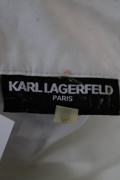 Karl Lagerfeld Women White Cotton Collared Button Long Sleeve Blouse Size XL