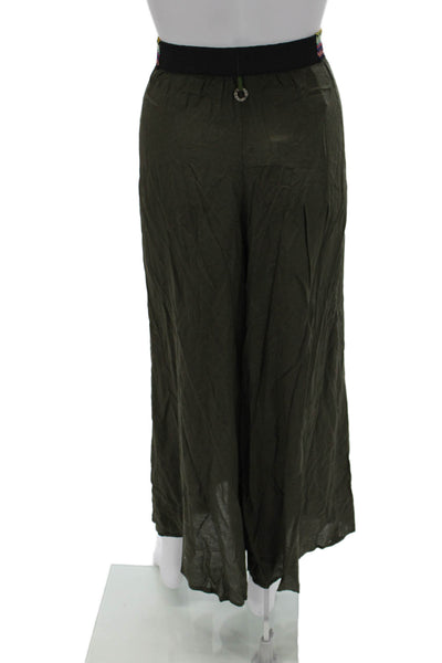 Save The Queen Women Dress Pants Green Viscose Pull On Size XL