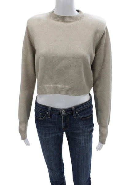 Zara Women Pullover Sweater Beige Crew Neck Long Sleeve Size S