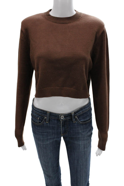 Zara Women Pullover Brown Viscose Crew Neck Long Sleeve Size S