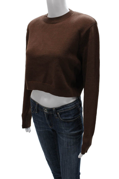 Zara Women Pullover Brown Viscose Crew Neck Long Sleeve Size S