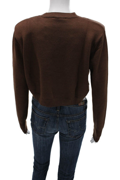 Zara Women Pullover Brown Viscose Crew Neck Long Sleeve Size S