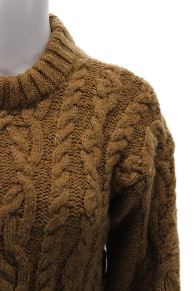 Zara Womens Cable Mock Neck Pullover Sweater Brown Long Sleeve Size S