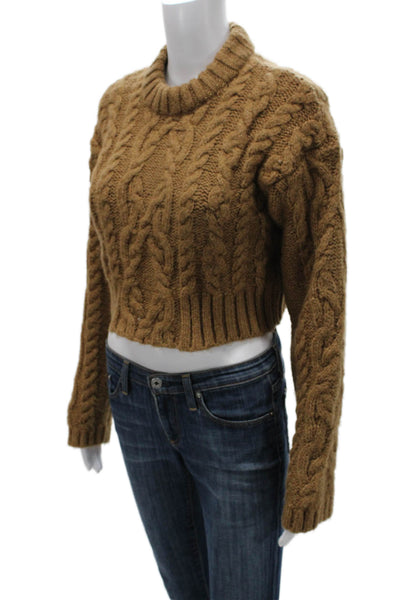 Zara Womens Cable Mock Neck Pullover Sweater Brown Long Sleeve Size S