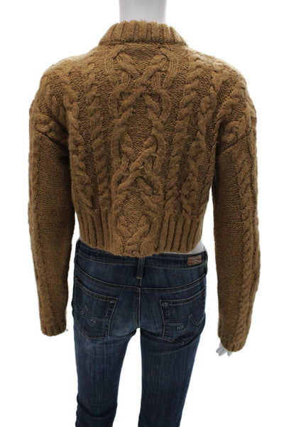Zara Womens Cable Mock Neck Pullover Sweater Brown Long Sleeve Size S