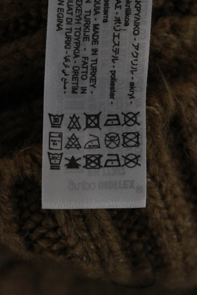 Zara Womens Cable Mock Neck Pullover Sweater Brown Long Sleeve Size S
