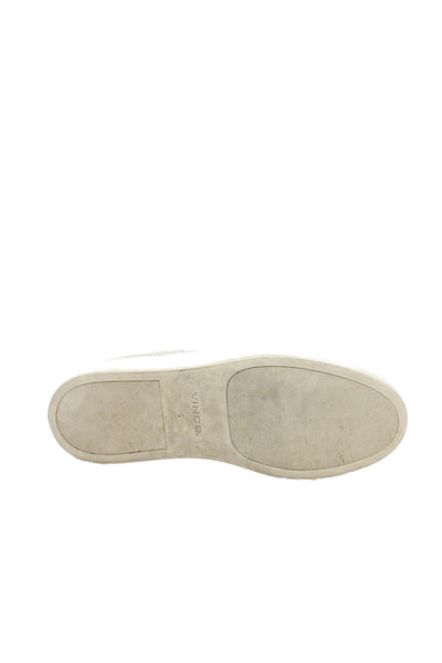 Vince Womens Textured Woven Platform Slip On Sneakers Shoes Beige Size 8.5M