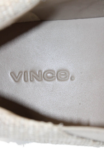 Vince Womens Textured Woven Platform Slip On Sneakers Shoes Beige Size 8.5M