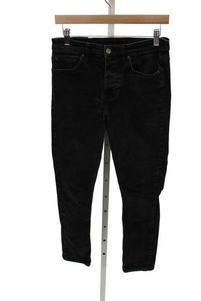 Ksubi Mens Black Skinny Jeans High Rise Cotton Button Fly Size 30