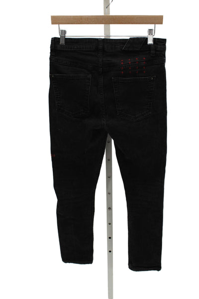 Ksubi Mens Black Skinny Jeans High Rise Cotton Button Fly Size 30