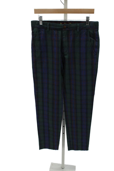 Brooks Brothers Mens Chino Pants Plaid Multicolor Cotton Zip Fly Size 31