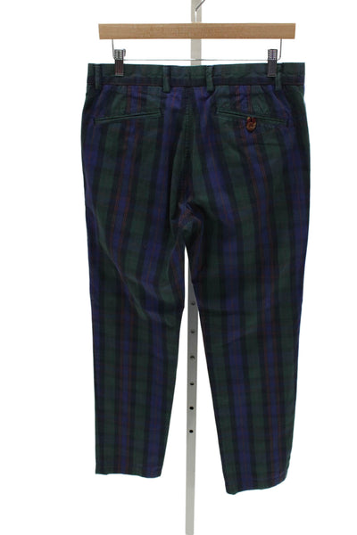 Brooks Brothers Mens Chino Pants Plaid Multicolor Cotton Zip Fly Size 31