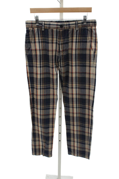 Brooks Brothers Mens Dress Pants Multicolor Plaid Cotton Button Size 32