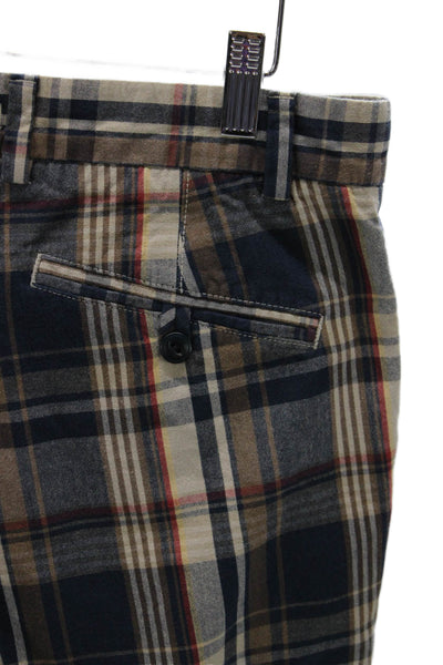 Brooks Brothers Mens Dress Pants Multicolor Plaid Cotton Button Size 32