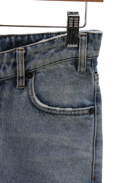Balenciaga Unisex Tapered Jeans Blue Mid-Rise Button 100% Cotton Size 26