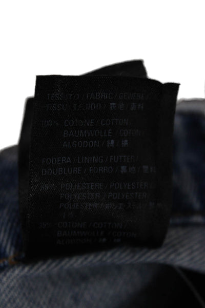 Balenciaga Unisex Tapered Jeans Blue Mid-Rise Button 100% Cotton Size 26